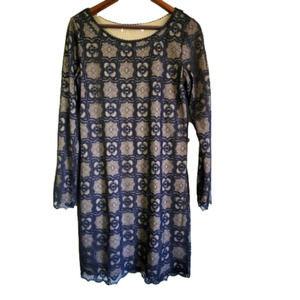 𝅺BLACK Lace Midi Long Sleeve Dress Size Medium